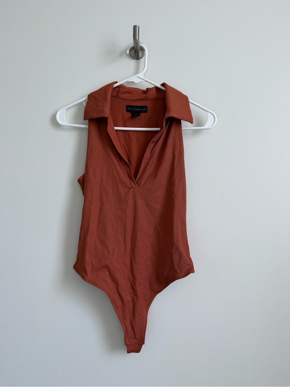 House of Harlow 1960 Brick Orange Collared Bodysuit